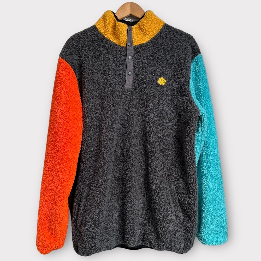 Dutch Bros Color Block Sherpa Pullover Sweater XL
